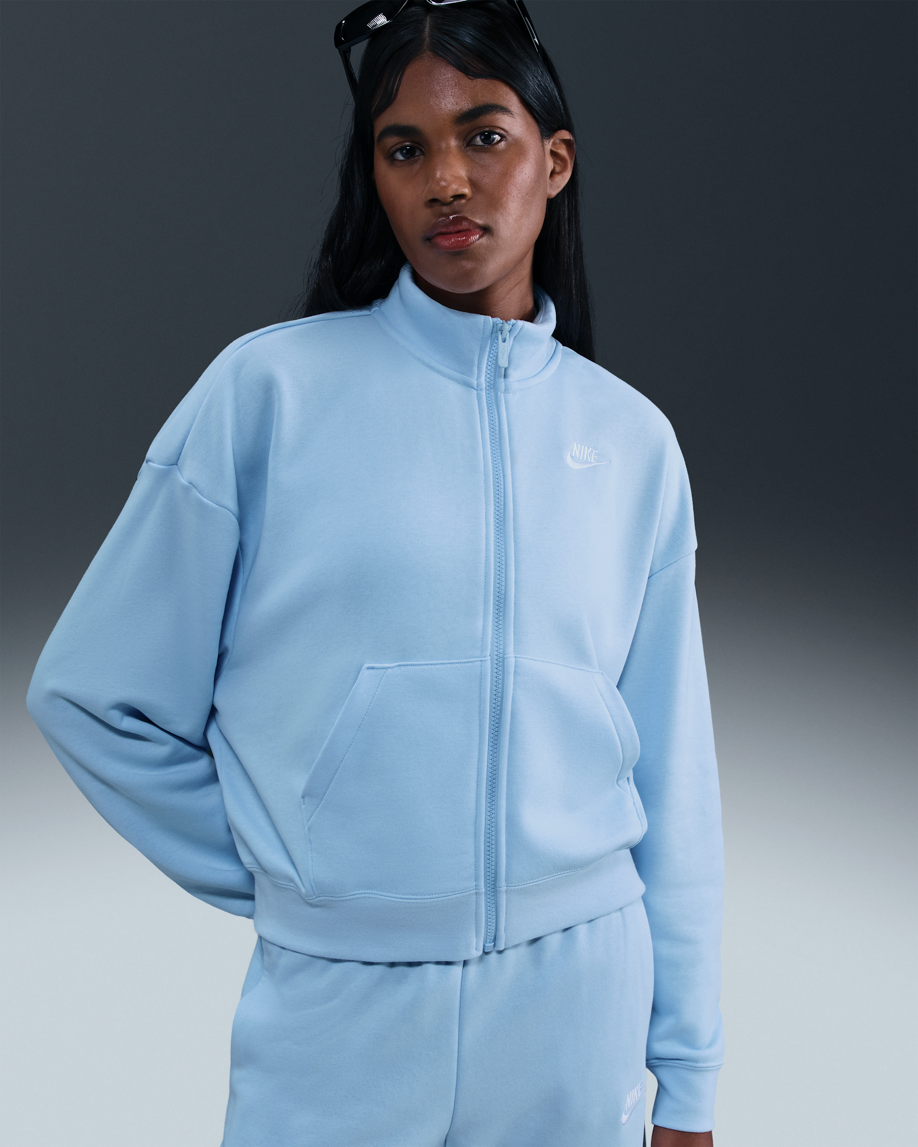 NIKE スキージャケット ブルー Nike Sportswear Club Fleece Women's Loose Track Jacket. Nike.com